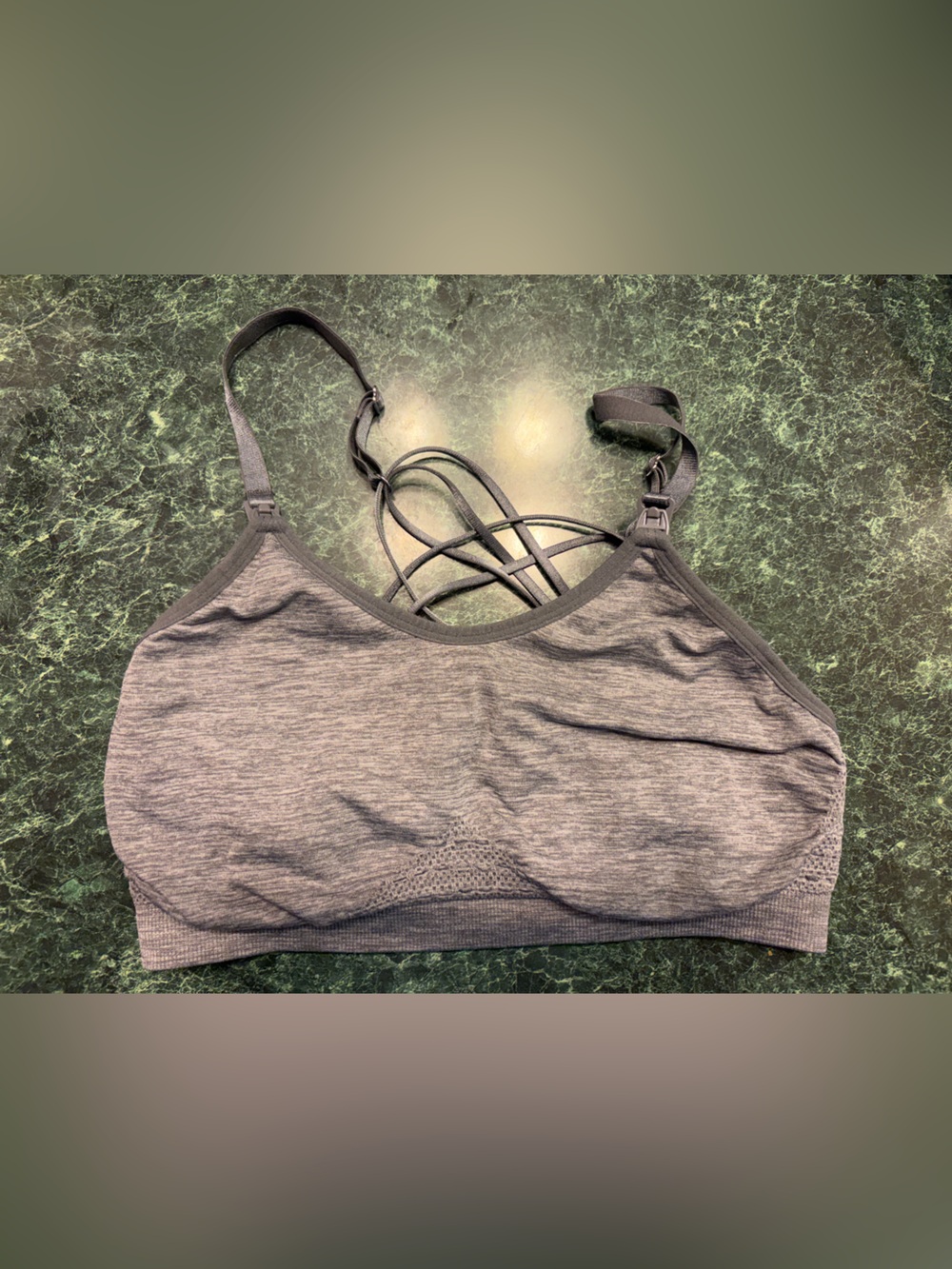A Pea in the Pod Gray Seamless Strappy Nursing Sports Bra
